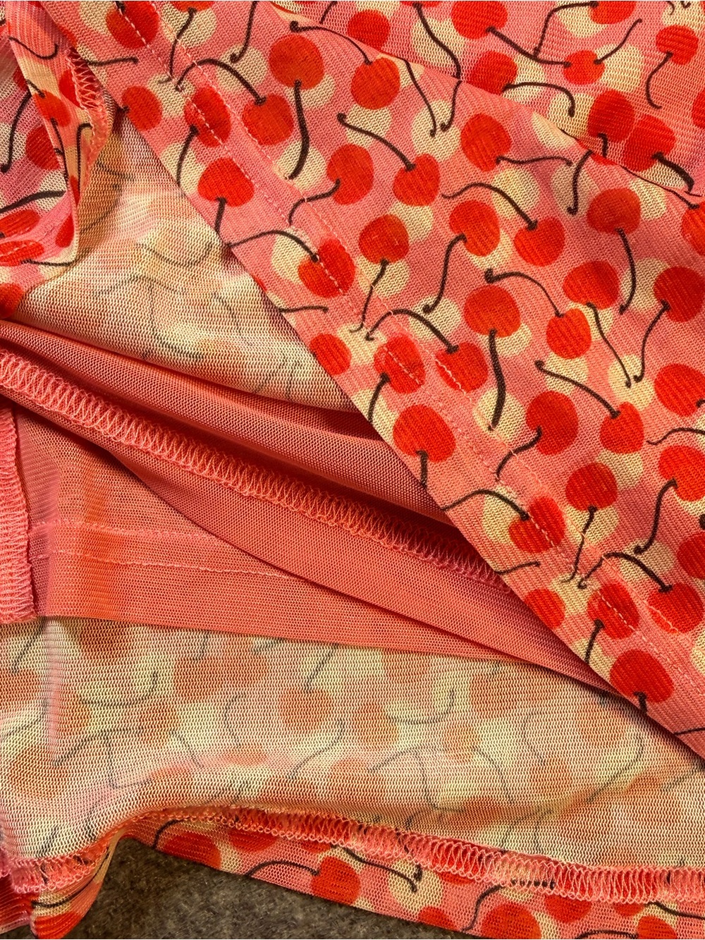 Cupshe NWT Cherry Print Mesh Midi Dress Small Pink Square Neck Coquette Y2K - Picture 10 of 15